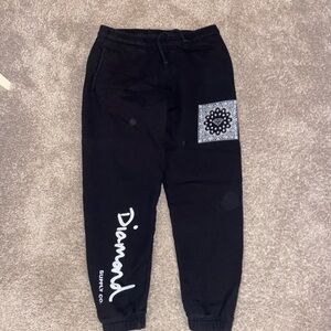 Diamond Supply Co. Black Sweatpants with White Logo